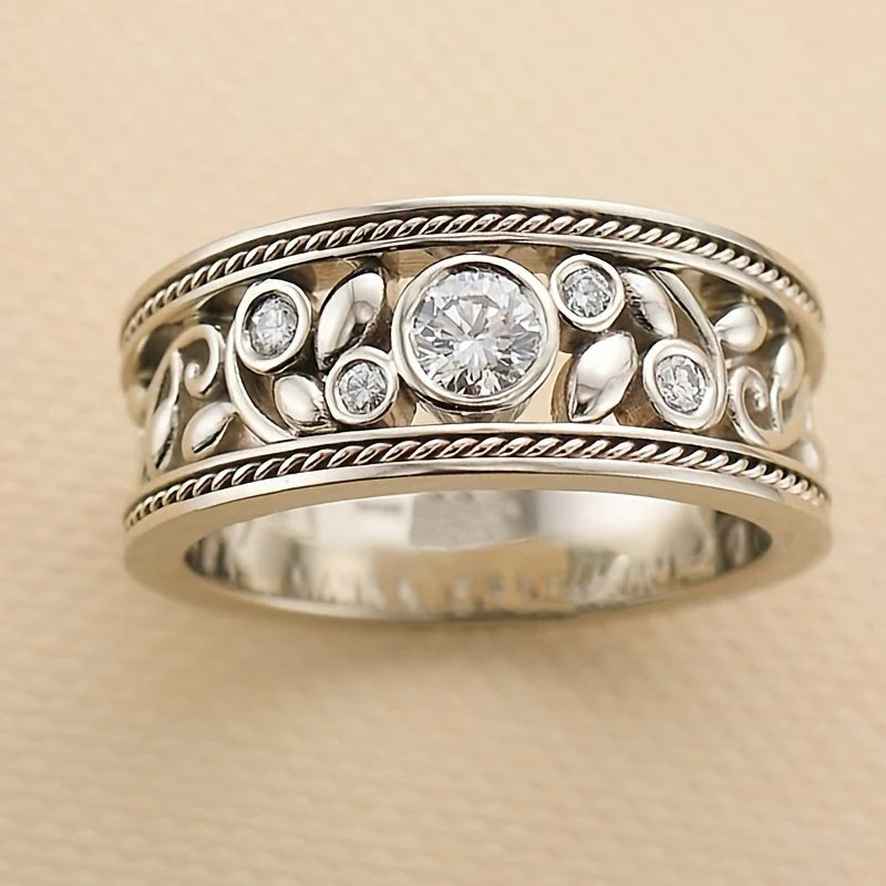 Exquisite White Gold Zirconia Ring