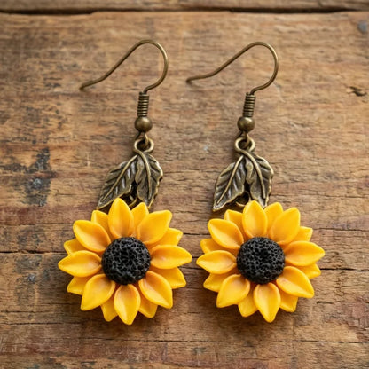 Vintage Bohemian Style Sunflower Drop Earrings