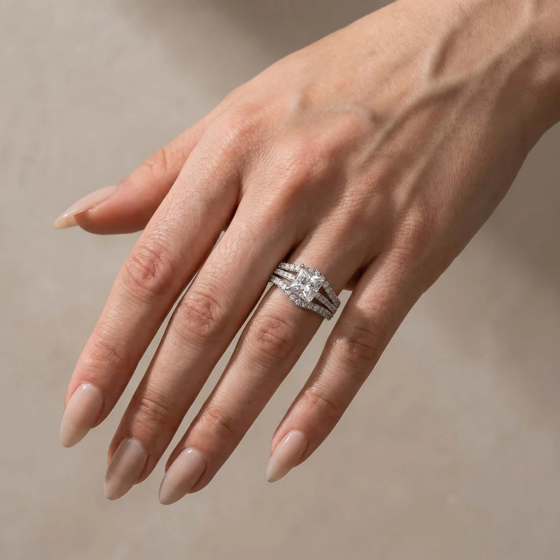 Princess Cut 2PC Wedding Ring Set for Women