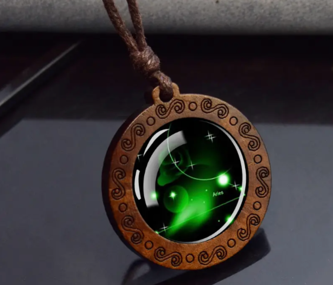 Zodiac sign necklace with more adjustable leather strap