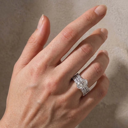 Stunning Oval Cut 3PC Wedding Ring Set