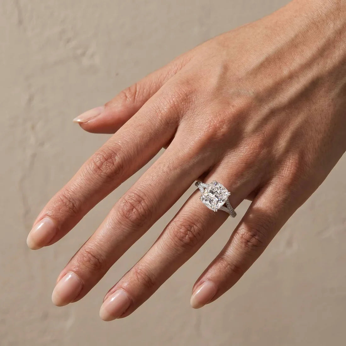 Split Shank Cushion Cut Engagement Ring