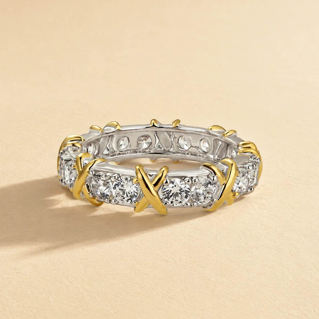 Two-Tone X Wedding Band for Women