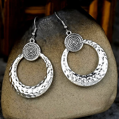 Vintage Ethnic Style Round Hollow Pattern Earrings