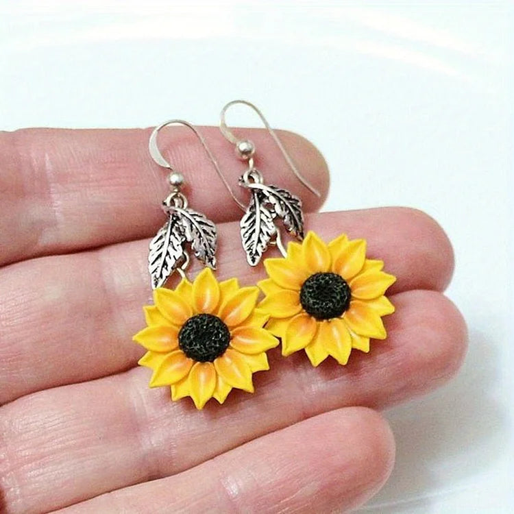 Vintage Bohemian Style Sunflower Drop Earrings