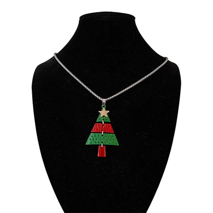 Vintage Christmas Tree Dangle Earrings & Necklace