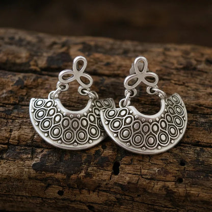 Vintage Antique silver dangling Greek Shield earrings