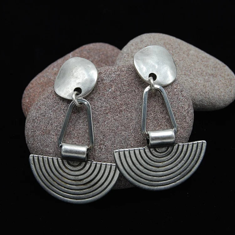 Vintage Silver Semi Circle Earrings