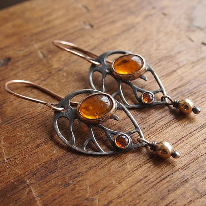 Vintage Orange Crystal Earrings