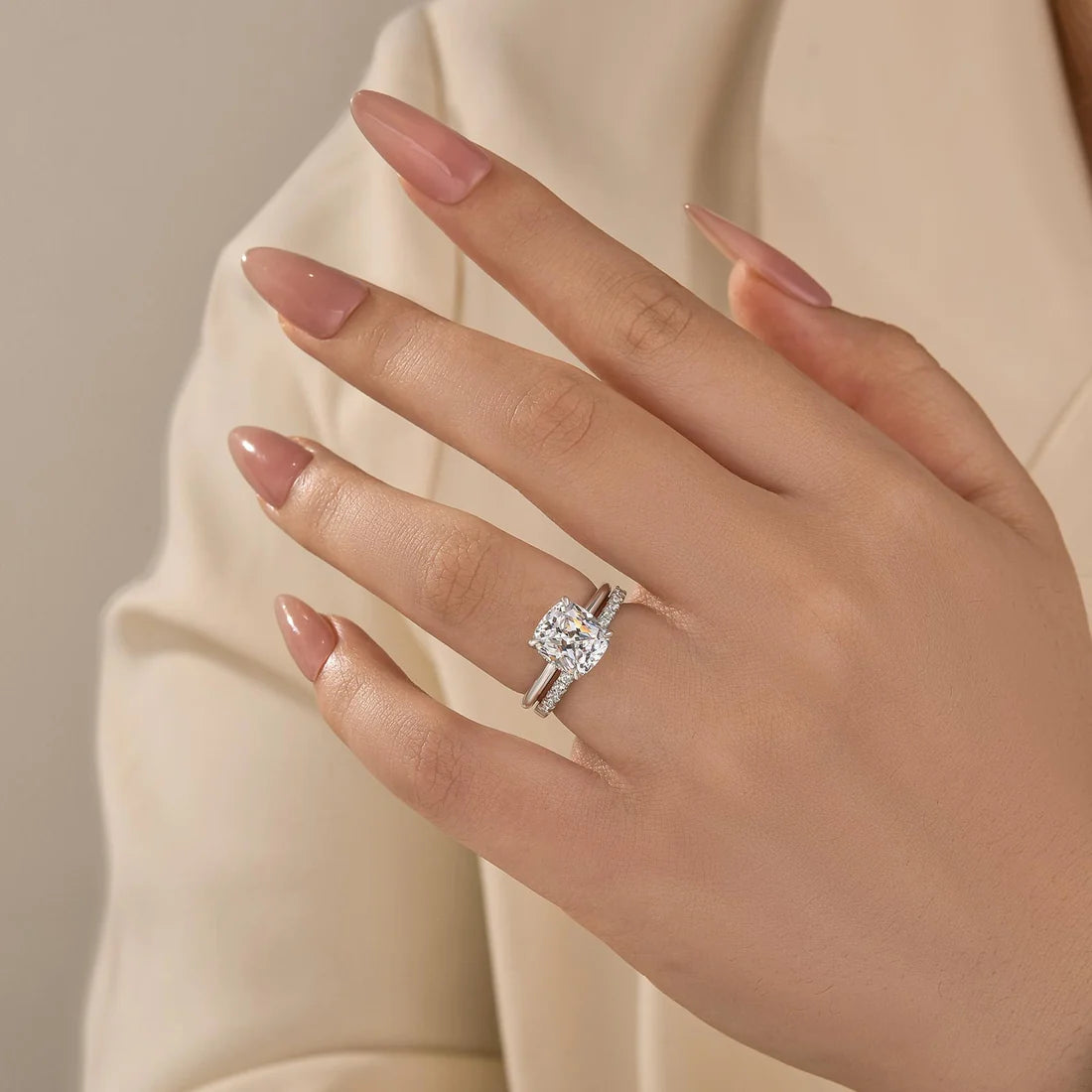 Cushion Cut Bridal Ring Set