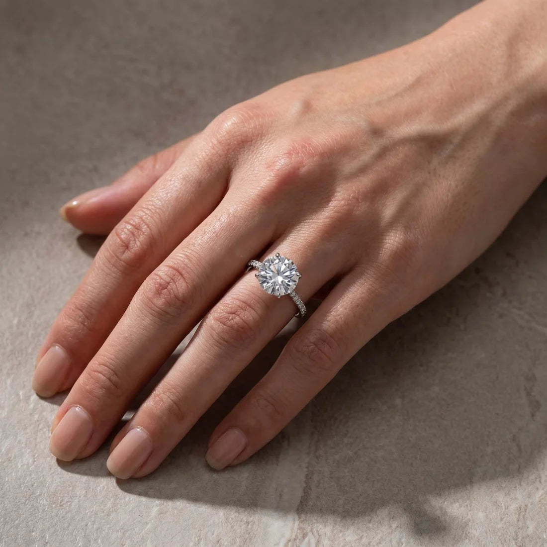 Moissanite Round Cut Engagement Ring