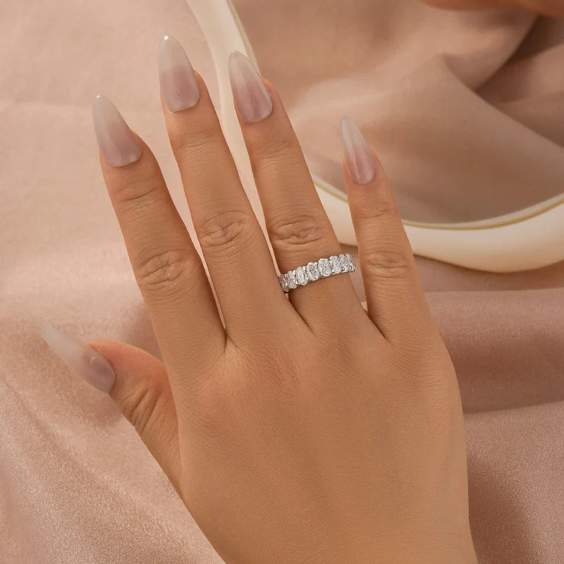 Oval Cut Half Eternity Wedding Ring