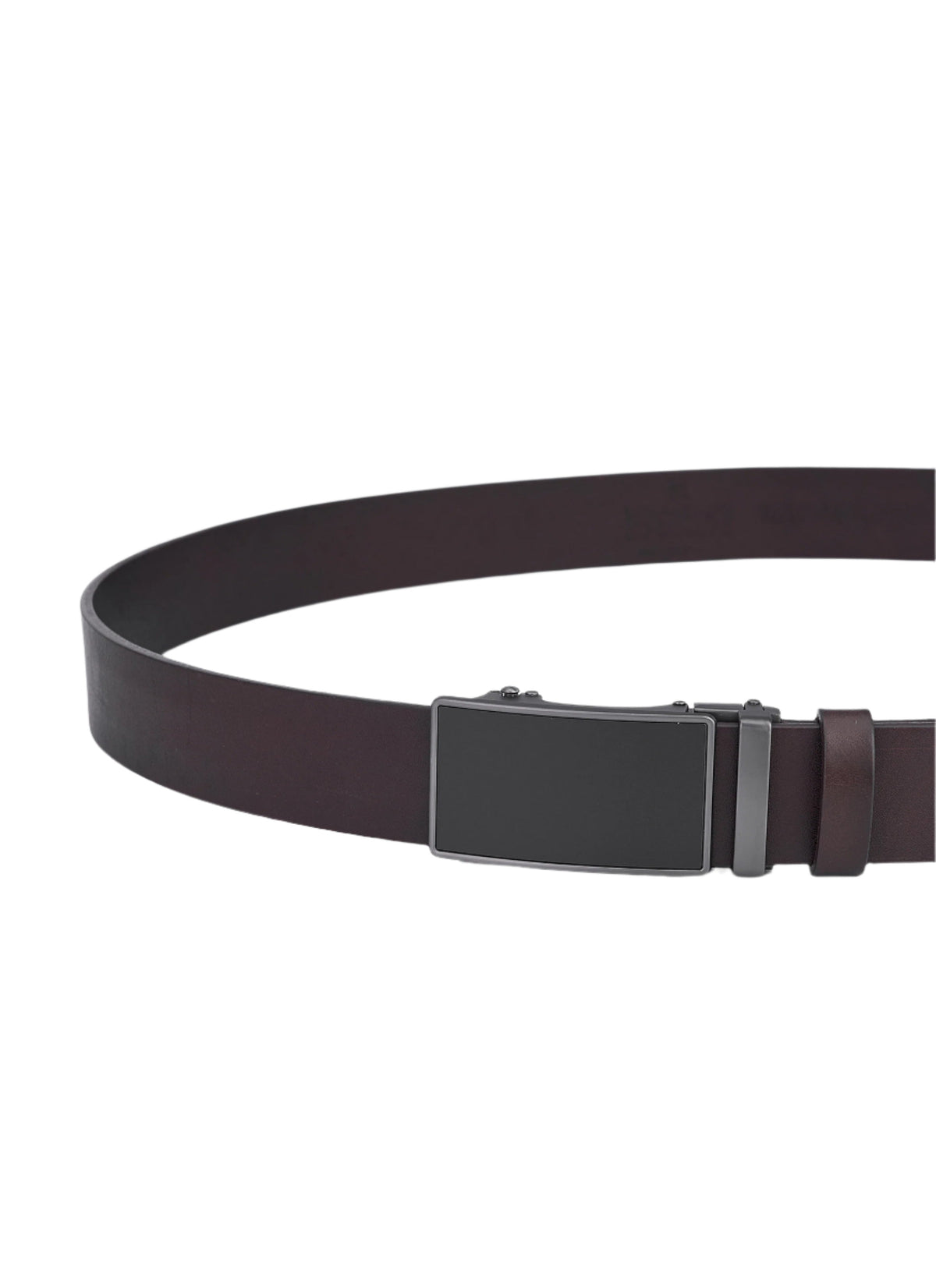 Brown Round Leather Belt with Automatic Closure