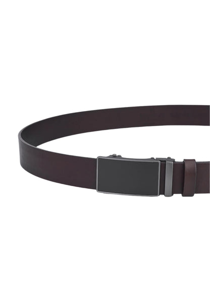 Brown Round Leather Belt with Automatic Closure