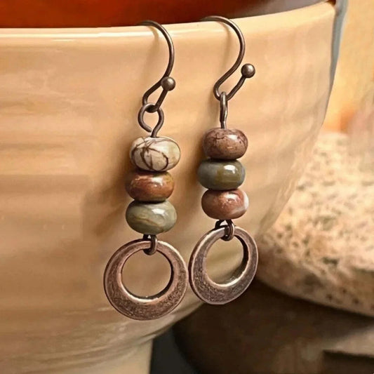 Rustic Stone Bead Hoops