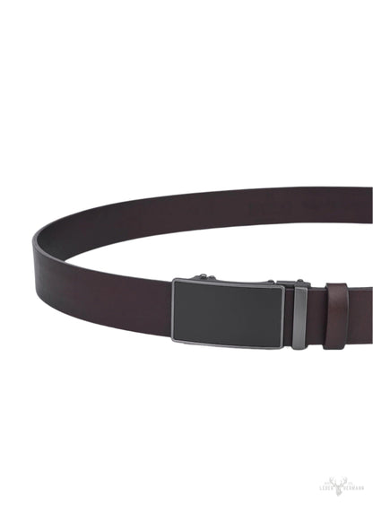 2-piece waist belt set with automatic buckle - black & brown