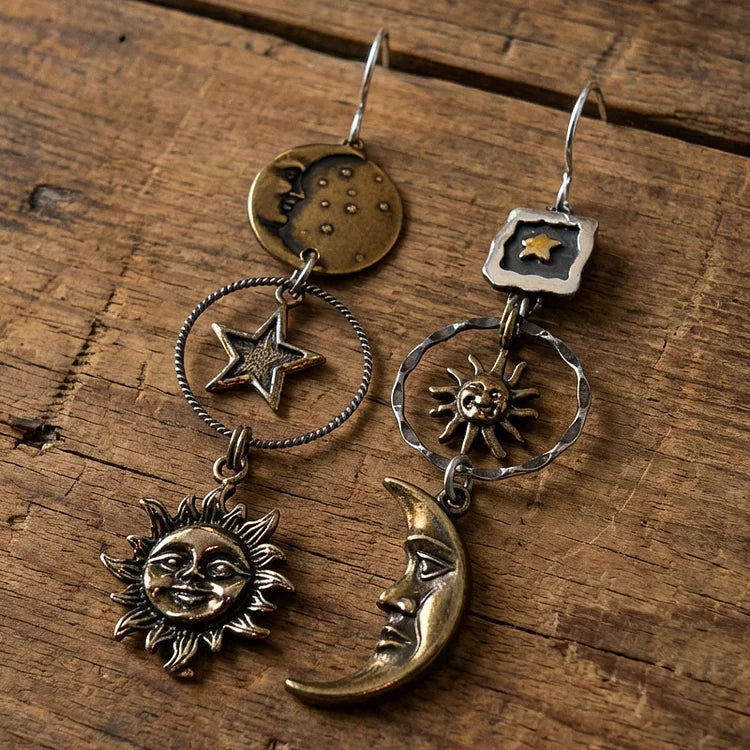 Sun-Moon Pendant Earrings