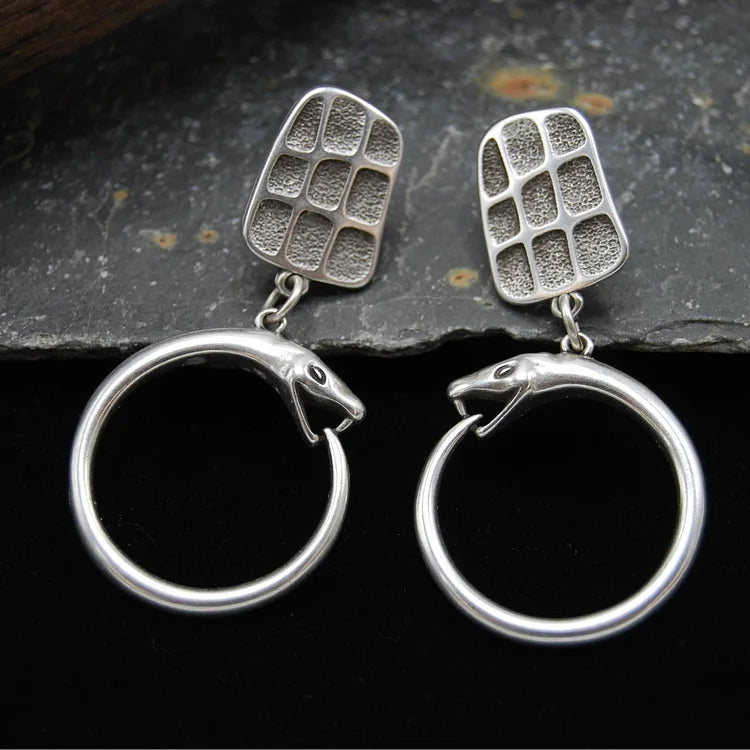 Vintage Silver Snake Earrings