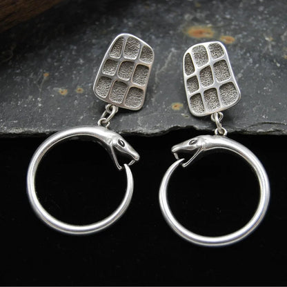 Vintage Silver Snake Earrings
