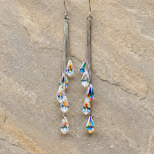 Elegant Long Teardrop Zircon Dangle Earrings