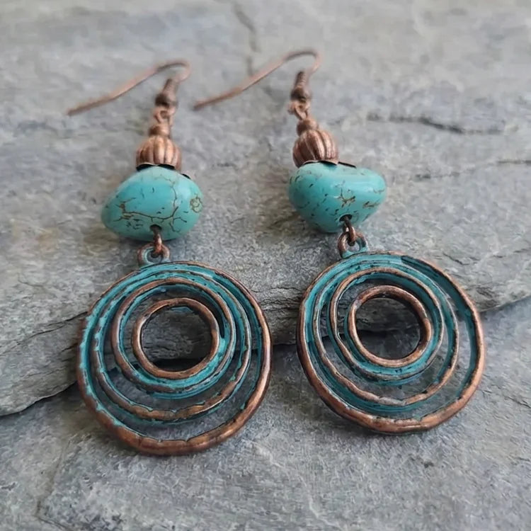 Vintage Bohemian Chic Geometric Round Drop Earrings