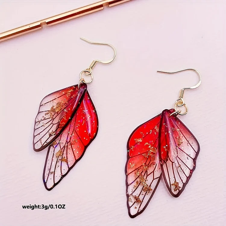 Fashion Transparent Resin Wings Drop Earring