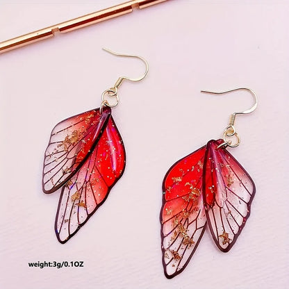 Fashion Transparent Resin Wings Drop Earring