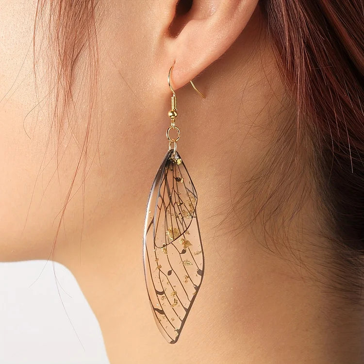 Fashion Transparent Resin Wings Drop Earring