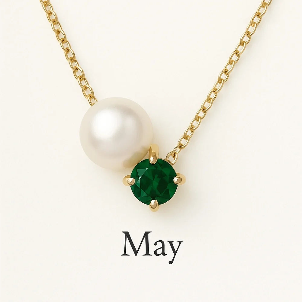 Pearl & Zircon Birthstone Pendant Necklace