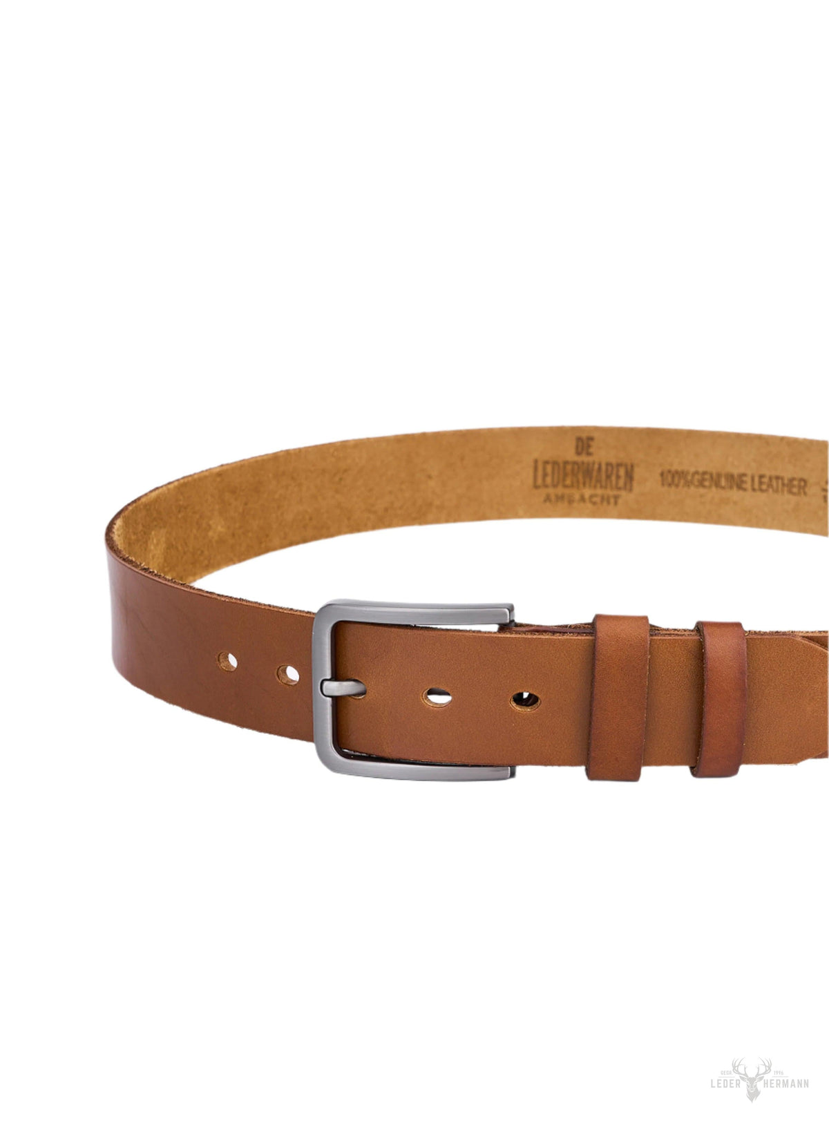 Set of 2 round leather belts in black and cognac