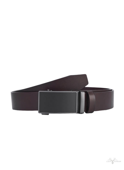 2-piece waist belt set with automatic buckle - black & brown