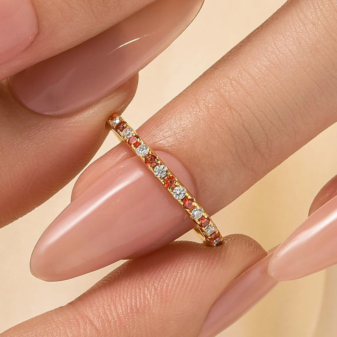 Round Cut Classic Full Eternity Thin Wedding Band