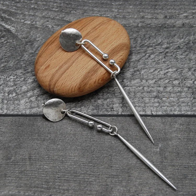 Antique Silver Long Drop Earrings