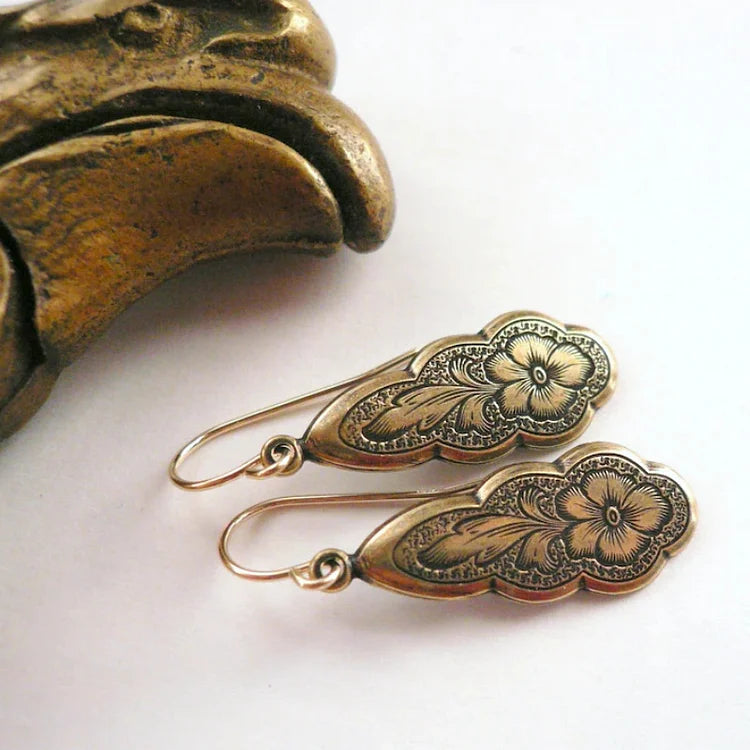 Vintage Victorian Floral Turquoise Drop Earrings