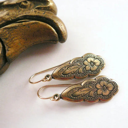 Vintage Victorian Floral Turquoise Drop Earrings