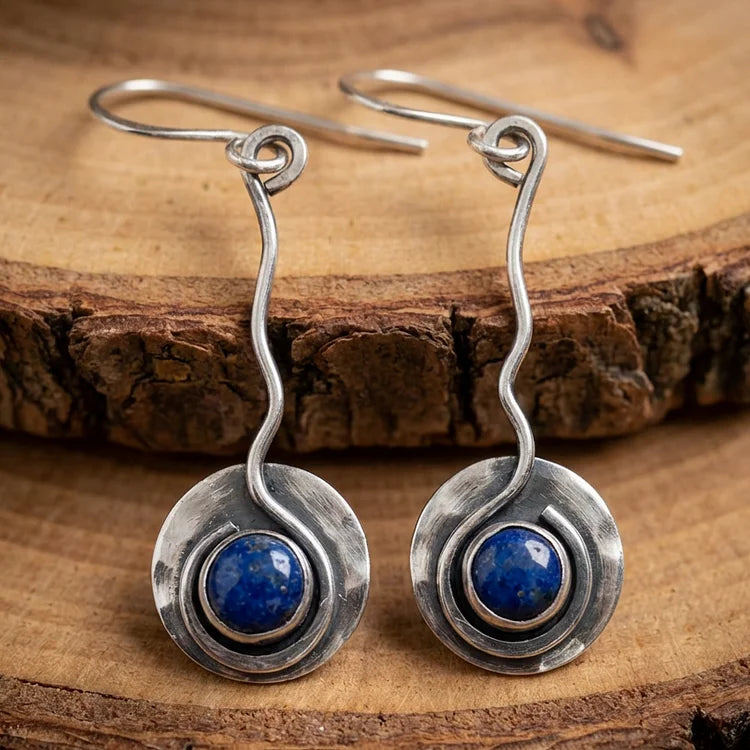Vintage Blue Stone Silver Earrings