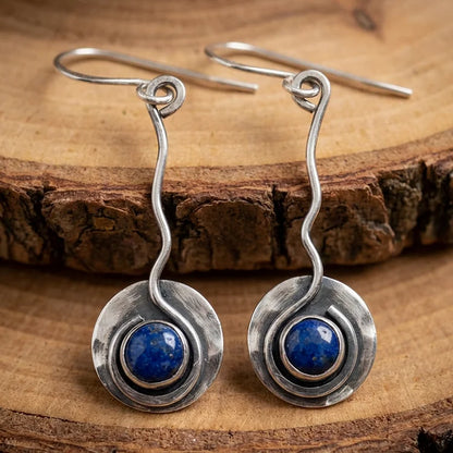 Vintage Blue Stone Silver Earrings