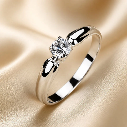 White Gold Zirconia Minimalist Ring
