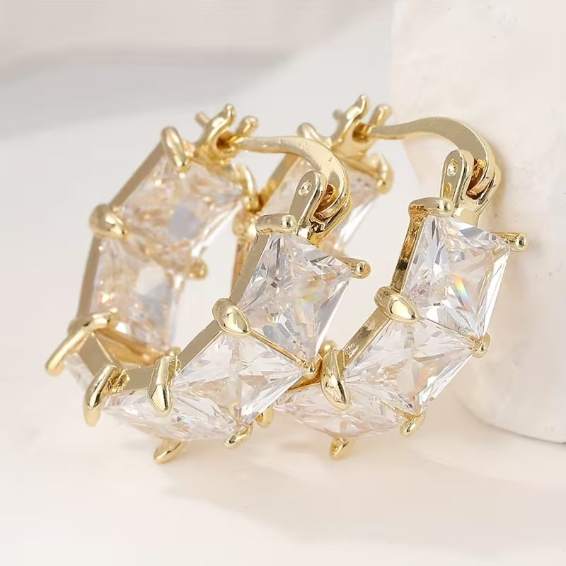 Vintage Boho Style Clear Cubic Zirconia Drop Earrings
