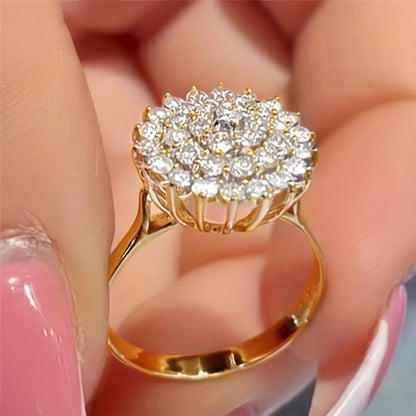 Crystals Cluster Halo Statement Ring