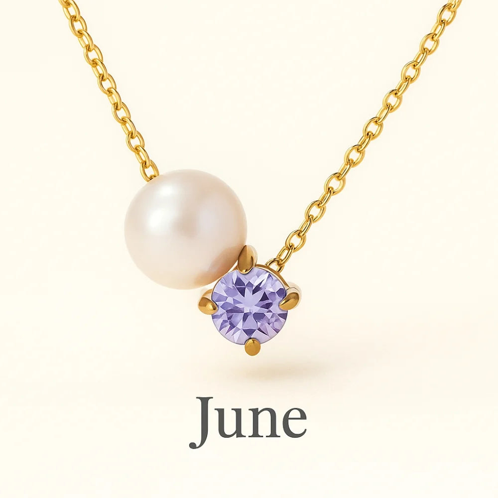 Pearl & Zircon Birthstone Pendant Necklace