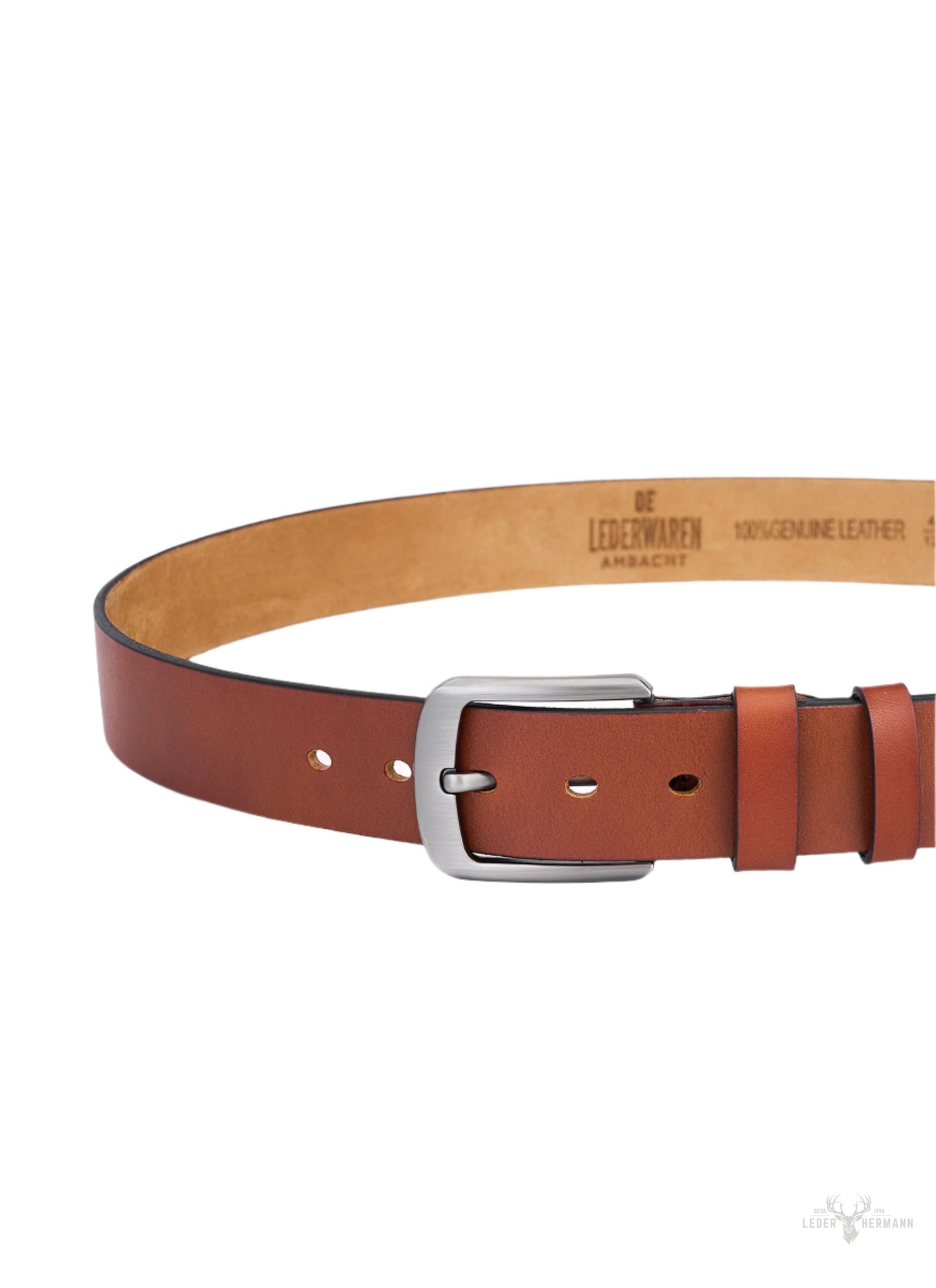 Set of 2 round leather belts – Black & Cognac - Robust and durable men's wedding belts