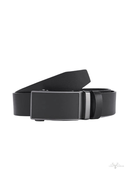 2-piece waist belt set with automatic buckle - black & brown