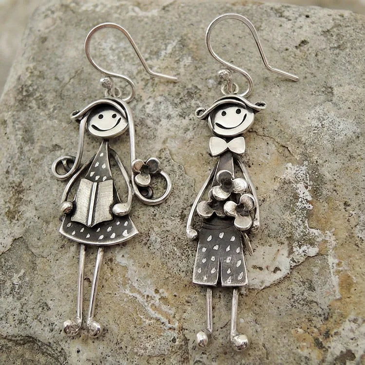 Vintage Boy and Girl Dangle Earrings