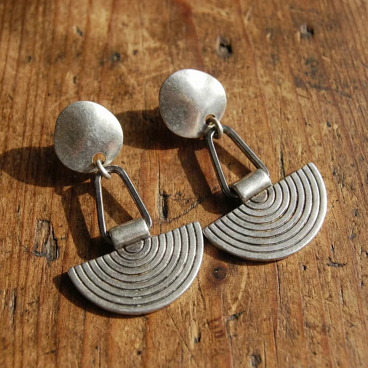 Vintage Silver Semi Circle Earrings