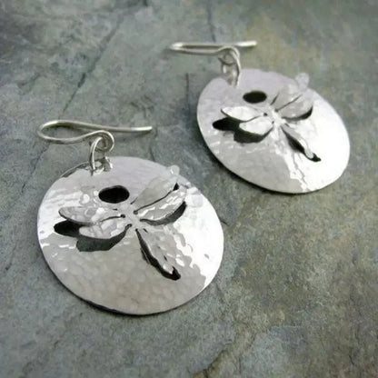 Vintage Circular Hollow Dragonfly Earrings