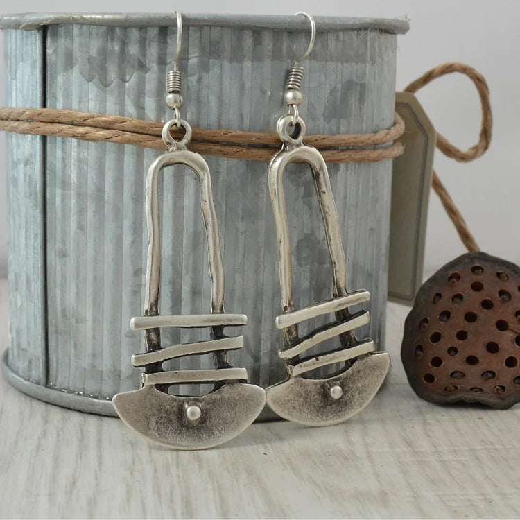 Half Circle Geometric Staircase Earrings