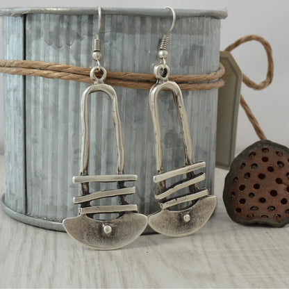 Half Circle Geometric Staircase Earrings