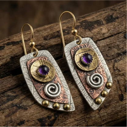 Vintage Bohemian Simple Irregular Shape Metal Engraved Earrings