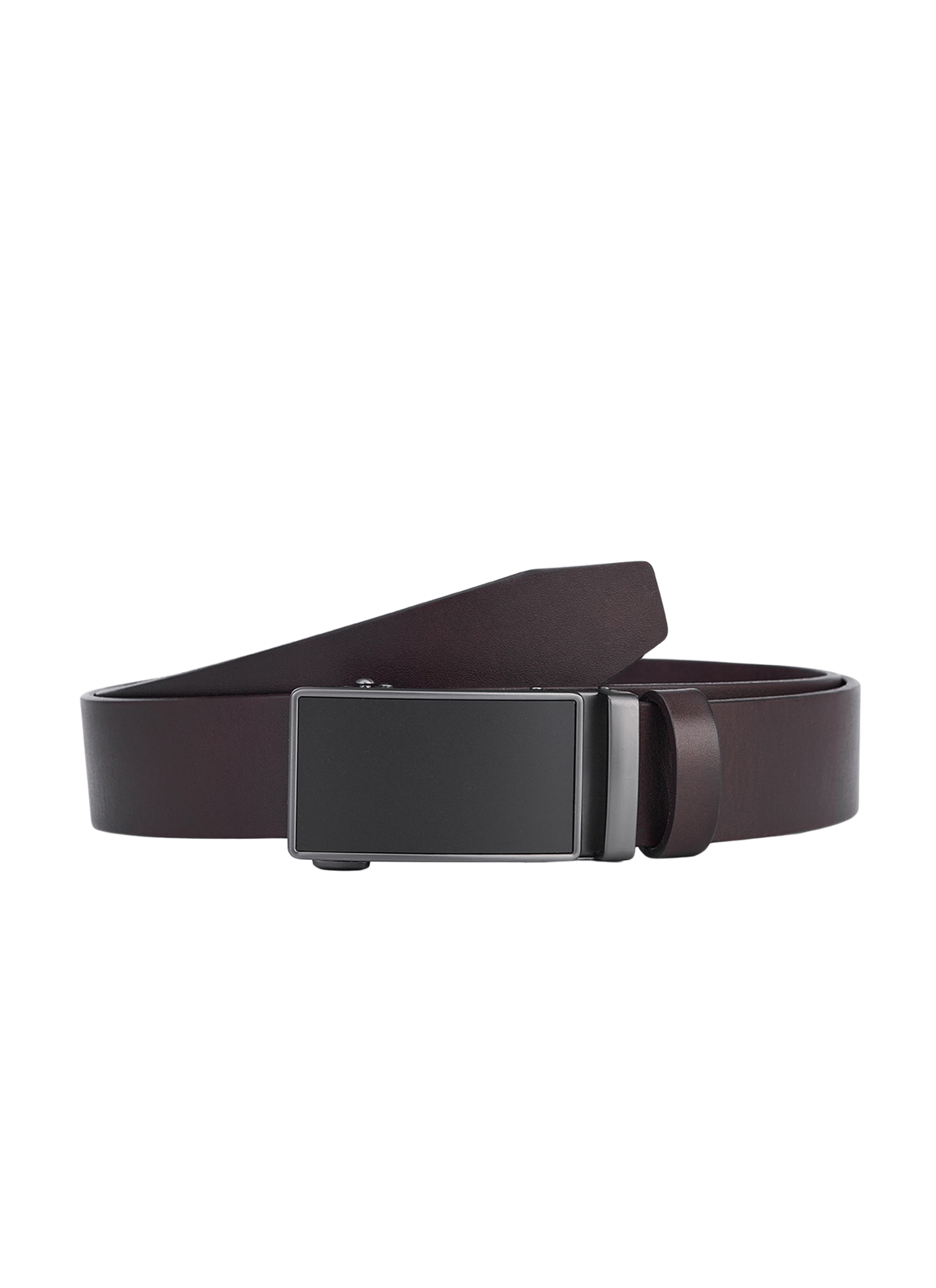 Brown Round Leather Belt with Automatic Closure